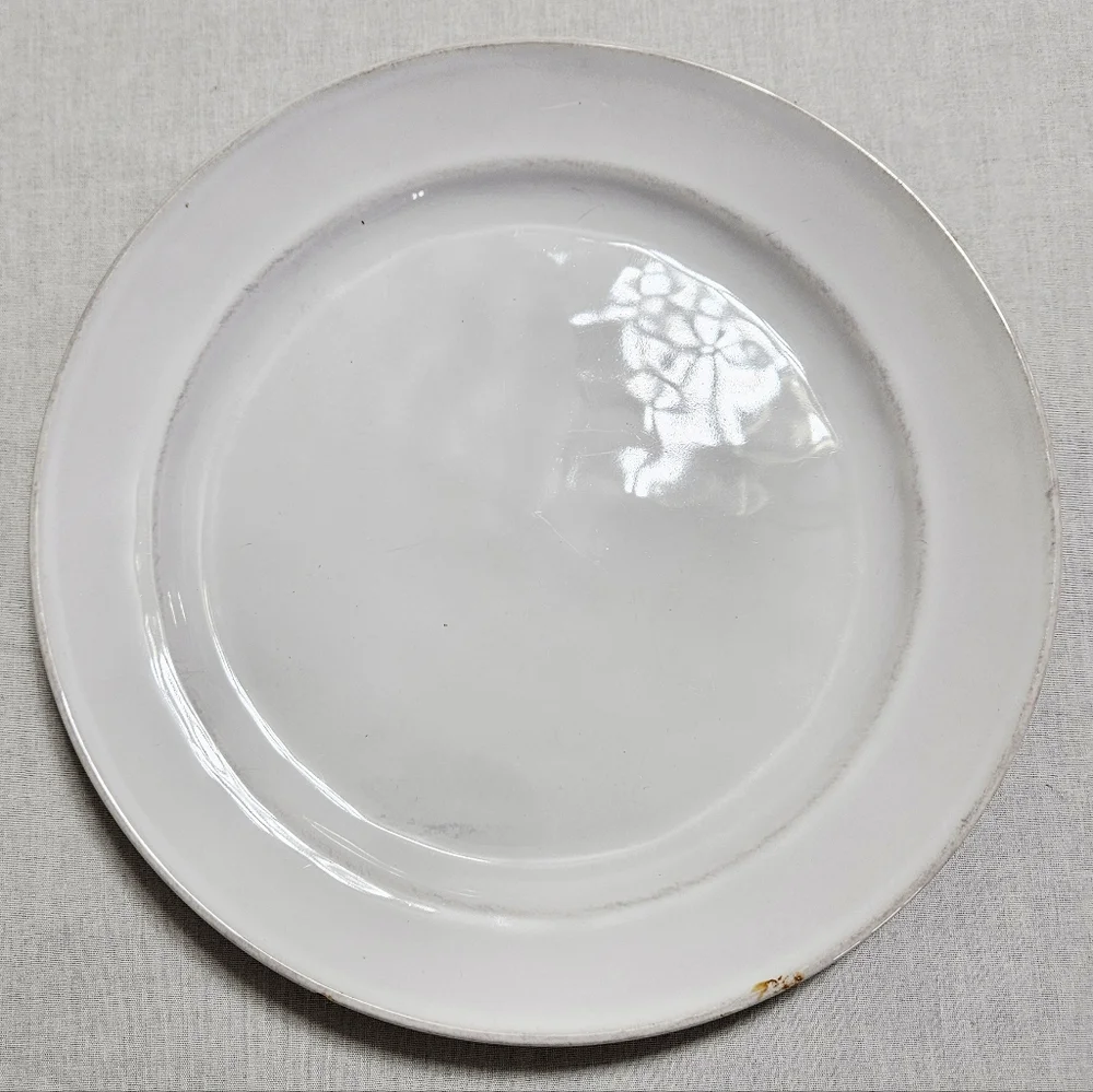 Pottery Barn Cambria Stone (3) Salad Plates Handcrafted Rustic Trim White 9.5
